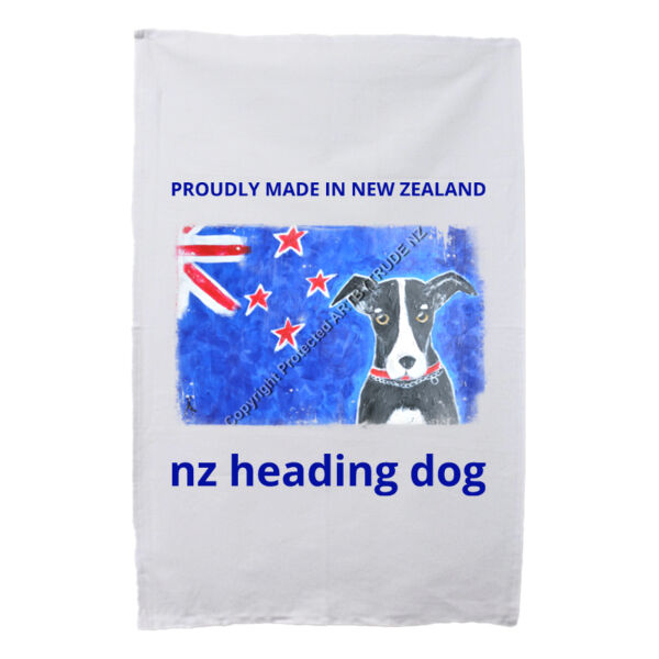 Heading Dog with Flag - Tea Towel Thumbnail